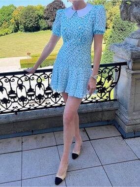 Alessandra Rich light blue silk floral dress